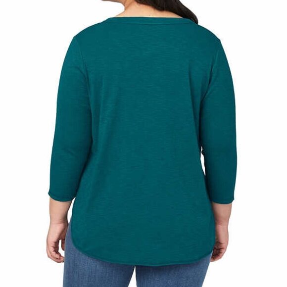 NWT – Kirkland Signature Ladies' Teal Slub Tee – Size S - Picture 2 of 5